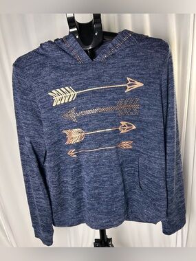 SJS Navy Hooded Sweatshirt with Rose-Gold Arrow Graphics